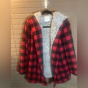 Thread & Supply Black and Red Sherpa Jacket